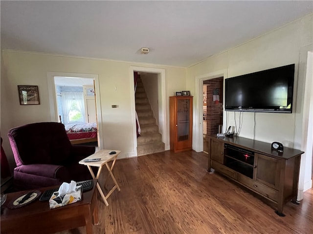 living area featuring wood-type flooring