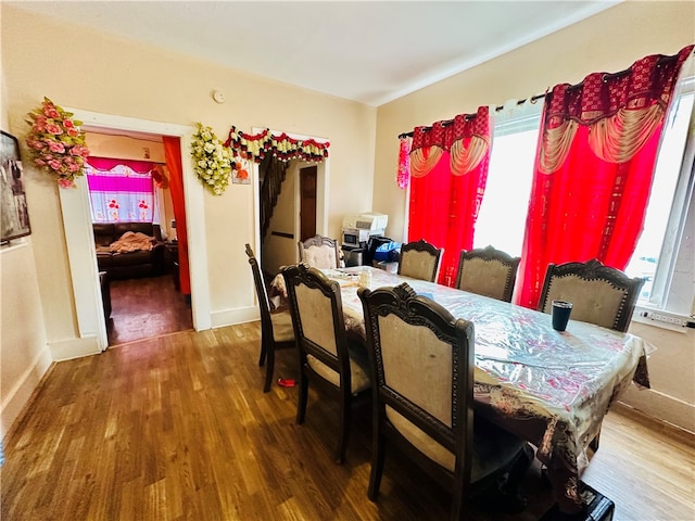 dining space featuring hardwood / wood-style flooring