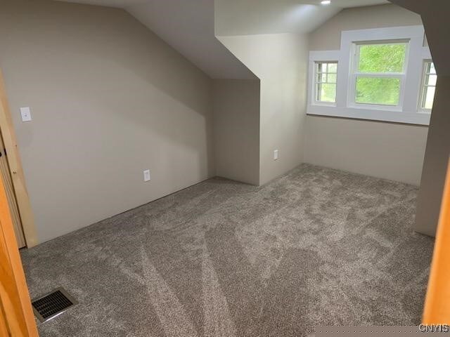 bonus room featuring vaulted ceiling and carpet floors