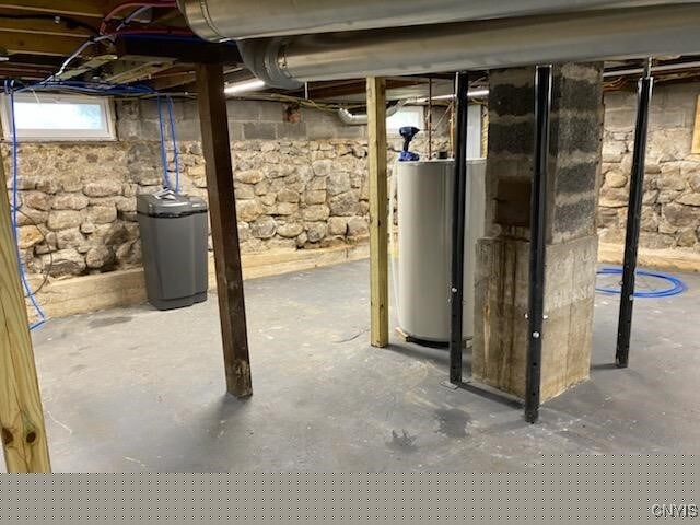 basement with water heater