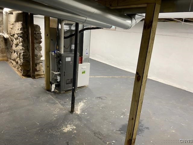 basement with heating unit