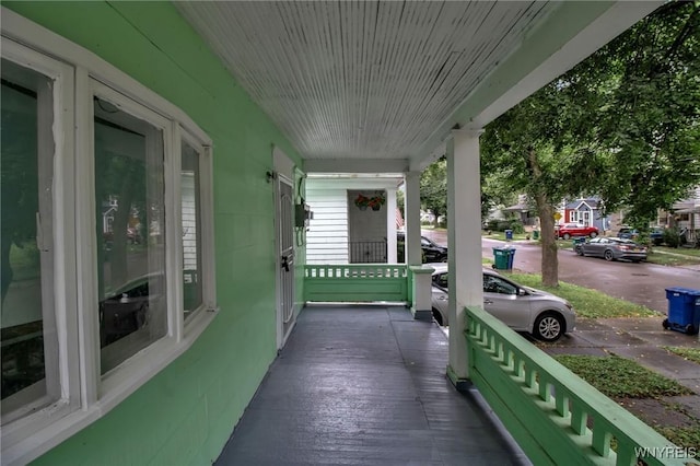 wooden terrace with covered porch