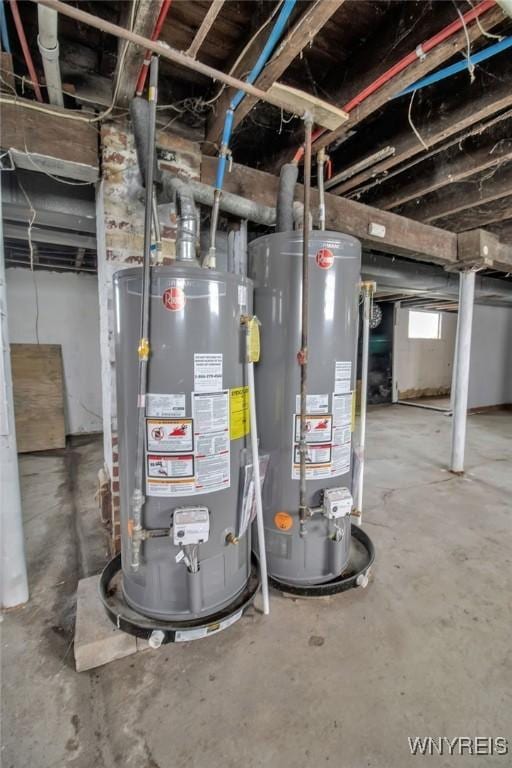 utility room with gas water heater