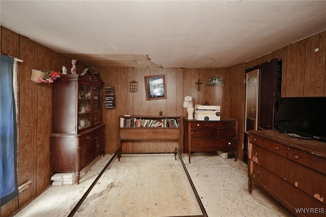 interior space with wooden walls