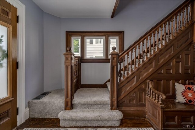 staircase with carpet