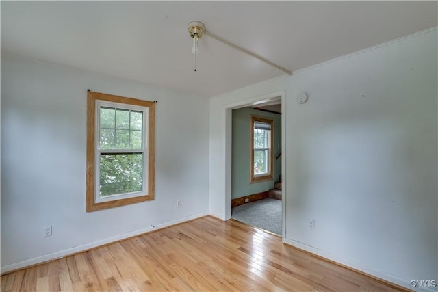 unfurnished room with light hardwood / wood-style flooring and a wealth of natural light