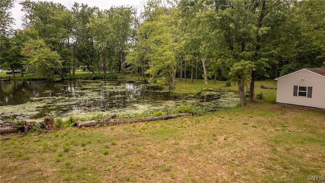 view of yard featuring a water view