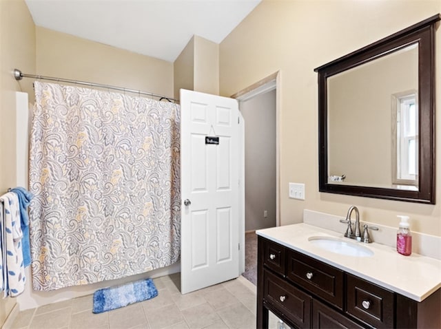 bathroom featuring vanity and tile patterned flooring