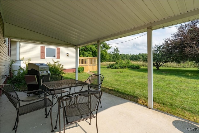 view of patio / terrace featuring grilling area and outdoor dining space