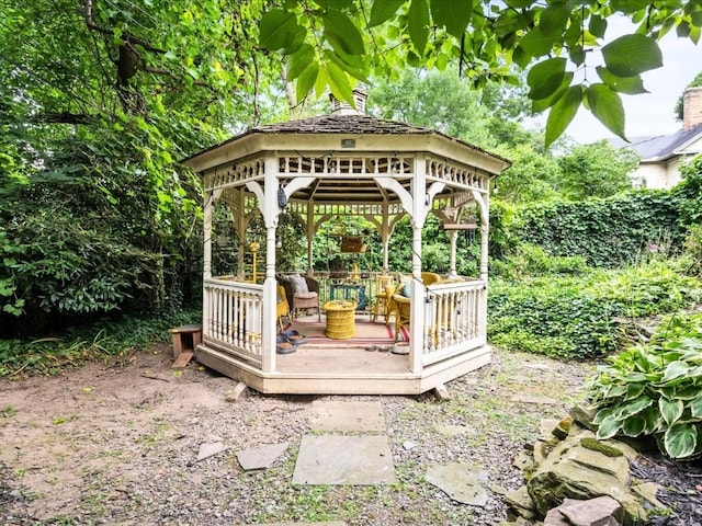 exterior space with a gazebo