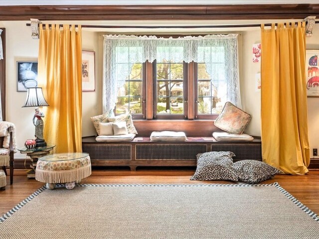 living room with hardwood / wood-style floors