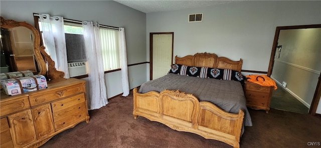 carpeted bedroom featuring cooling unit