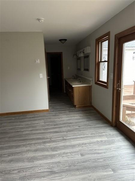 kitchen featuring sink and light wood-type flooring