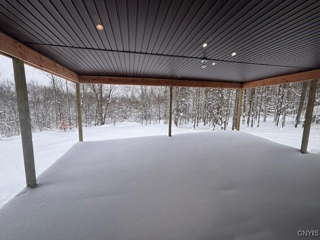 view of yard covered in snow