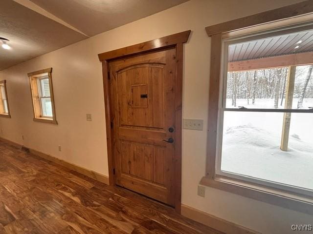 96 Slosson Rd, West Monroe, NY 13167 - entrance foyer featuring baseboards and dark wood-style flooring
