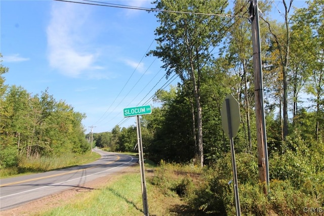 view of road with traffic signs