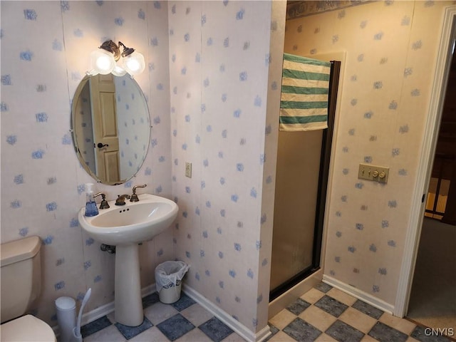 1666 Buffs Blf, Skaneateles, NY 13152 - bathroom with wallpapered walls and a stall shower