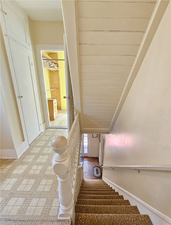18 Wheeler St, Deposit, NY 13754 - stairs featuring baseboards and tile patterned floors