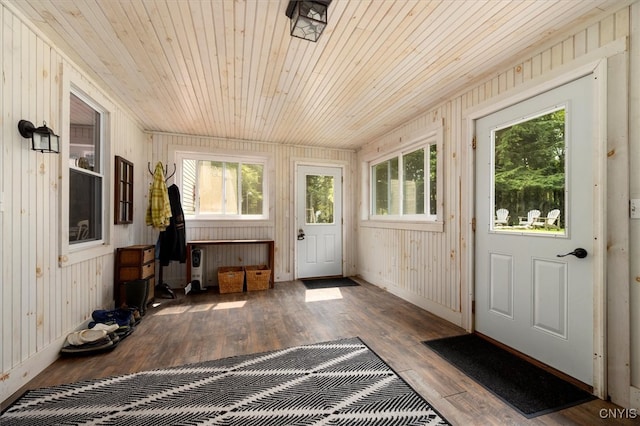 sunroom / solarium with wooden ceiling