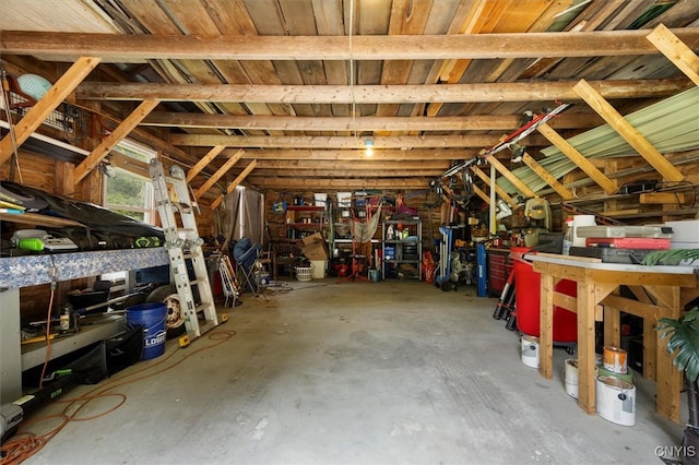 view of unfinished attic