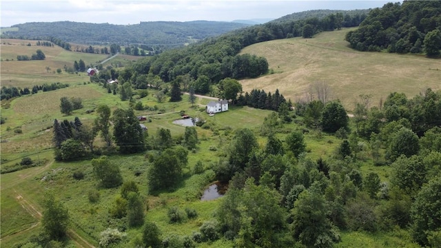 birds eye view of property featuring a rural view