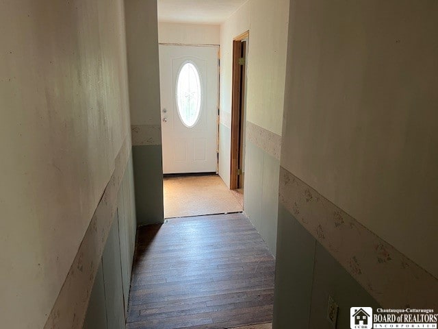 hall featuring wood-type flooring