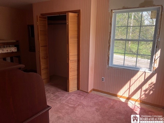 carpeted bedroom with a closet and multiple windows