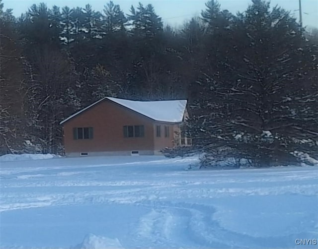 view of snow covered exterior