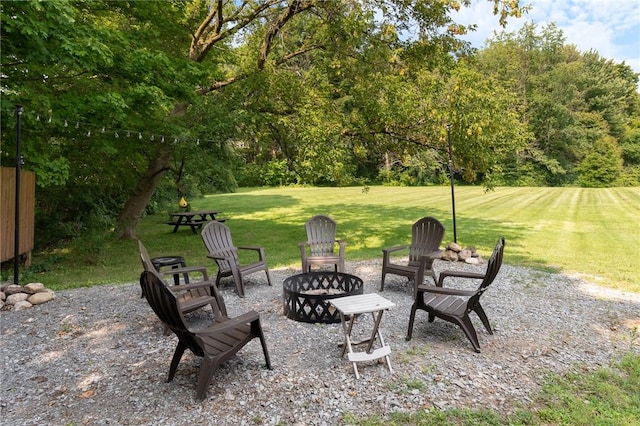 view of patio with an outdoor fire pit