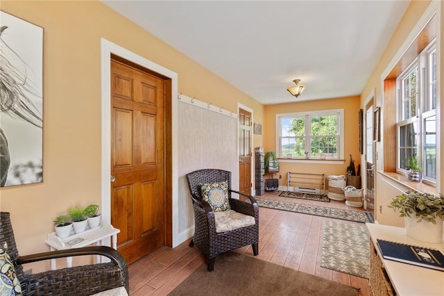 living area featuring light hardwood / wood-style floors