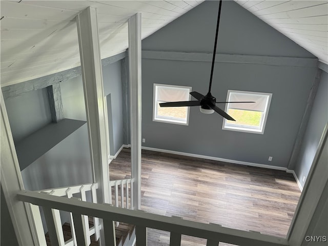 room details featuring ceiling fan and wood-type flooring