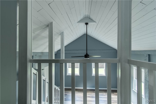 details with hardwood / wood-style floors and wood ceiling