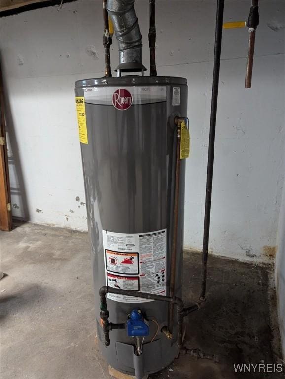 utility room with gas water heater