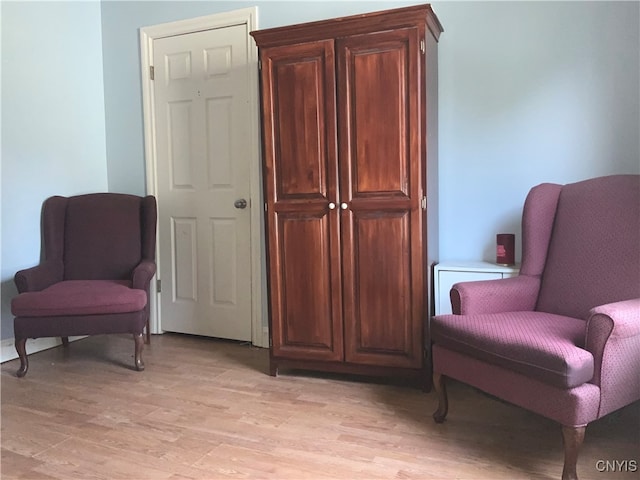 sitting room with light wood-type flooring