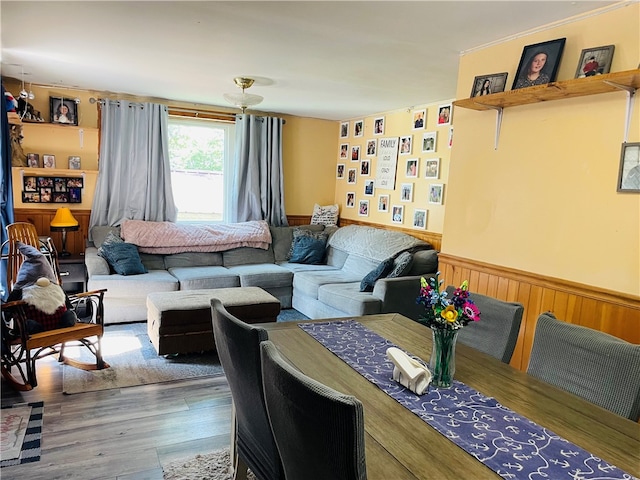 living room with hardwood / wood-style flooring