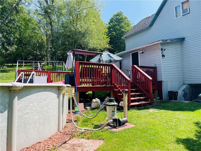 exterior space featuring a wooden deck