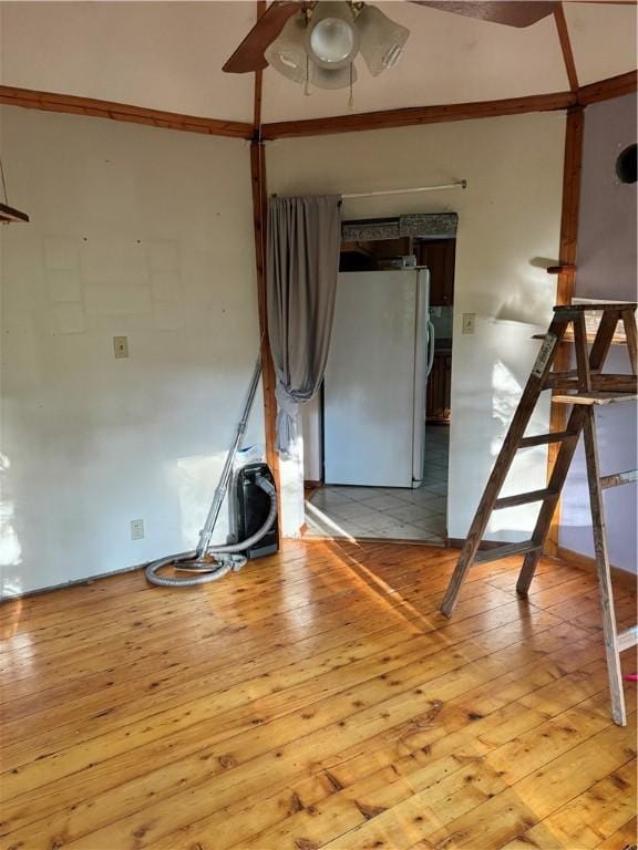 1356 Terry Clove Rd, Hamden, NY 13752 - spare room featuring a ceiling fan, light wood-style floors, and ornamental molding