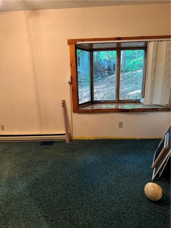 1356 Terry Clove Rd, Hamden, NY 13752 - carpeted empty room with baseboards and a baseboard radiator