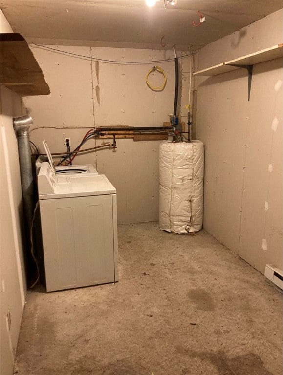 clothes washing area with washer / dryer