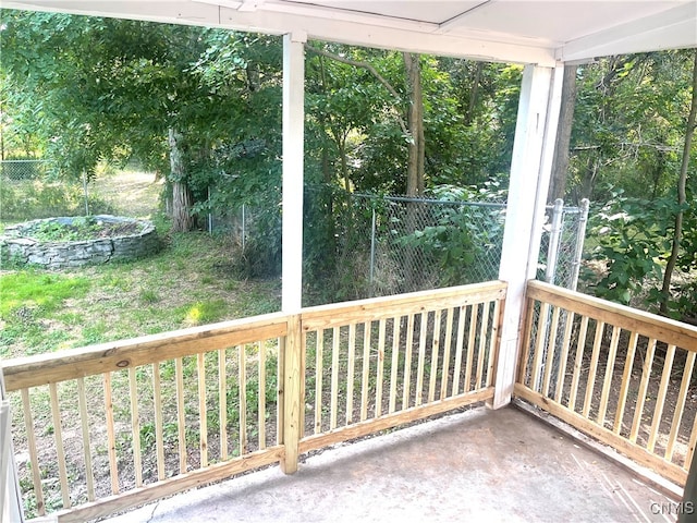 view of unfurnished sunroom