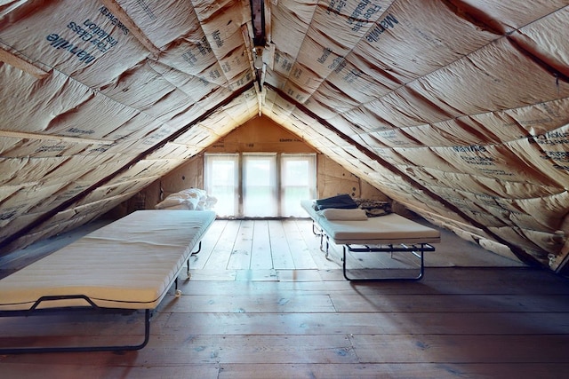 view of unfinished attic