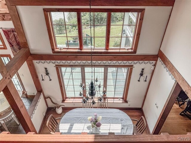 27454 County Route 57, Lyme, NY 13693 - dining area featuring a towering ceiling