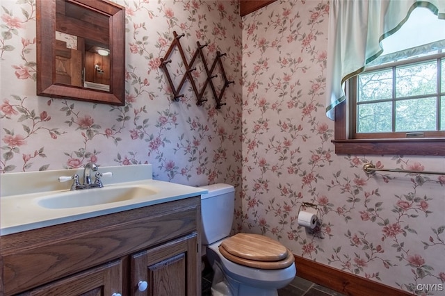 bathroom with toilet and vanity