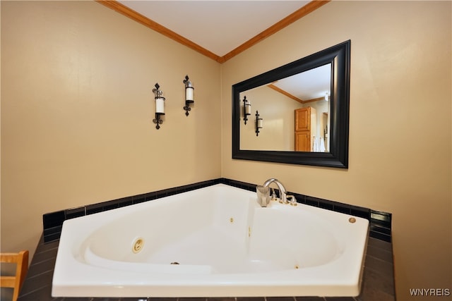 bathroom with ornamental molding