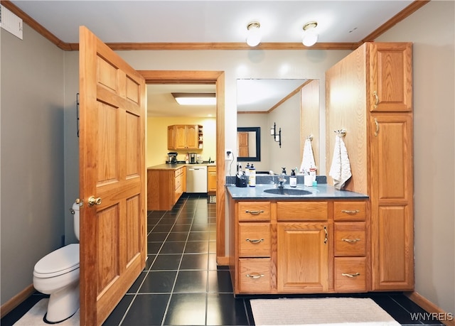 bathroom with tile patterned floors, toilet, and vanity