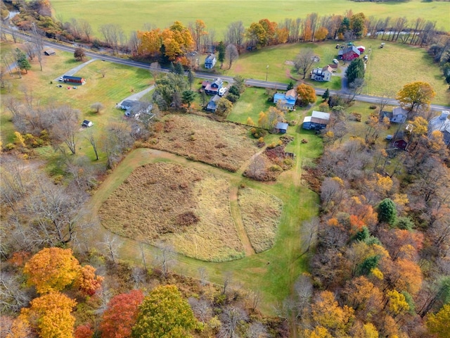 birds eye view of property featuring a rural view