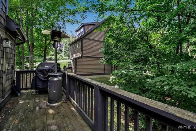 deck featuring grilling area