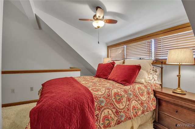 bedroom with carpet floors and ceiling fan