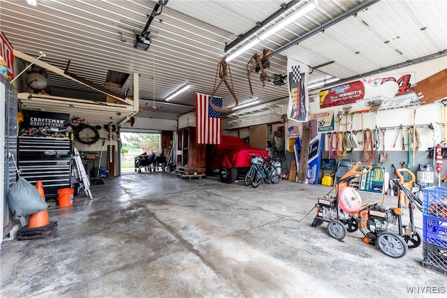 garage with a garage door opener