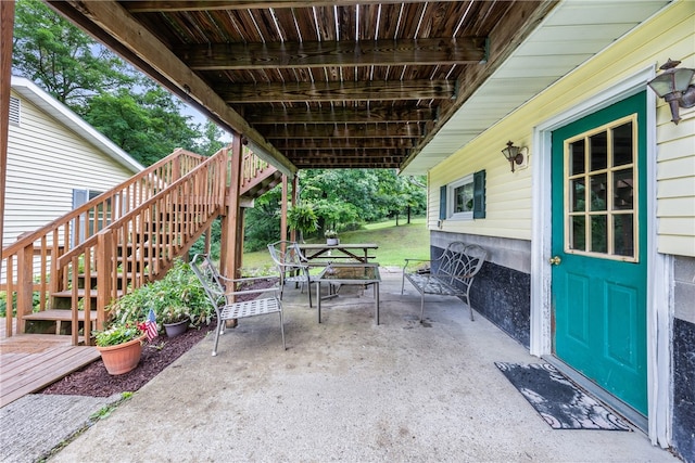 view of patio featuring a deck